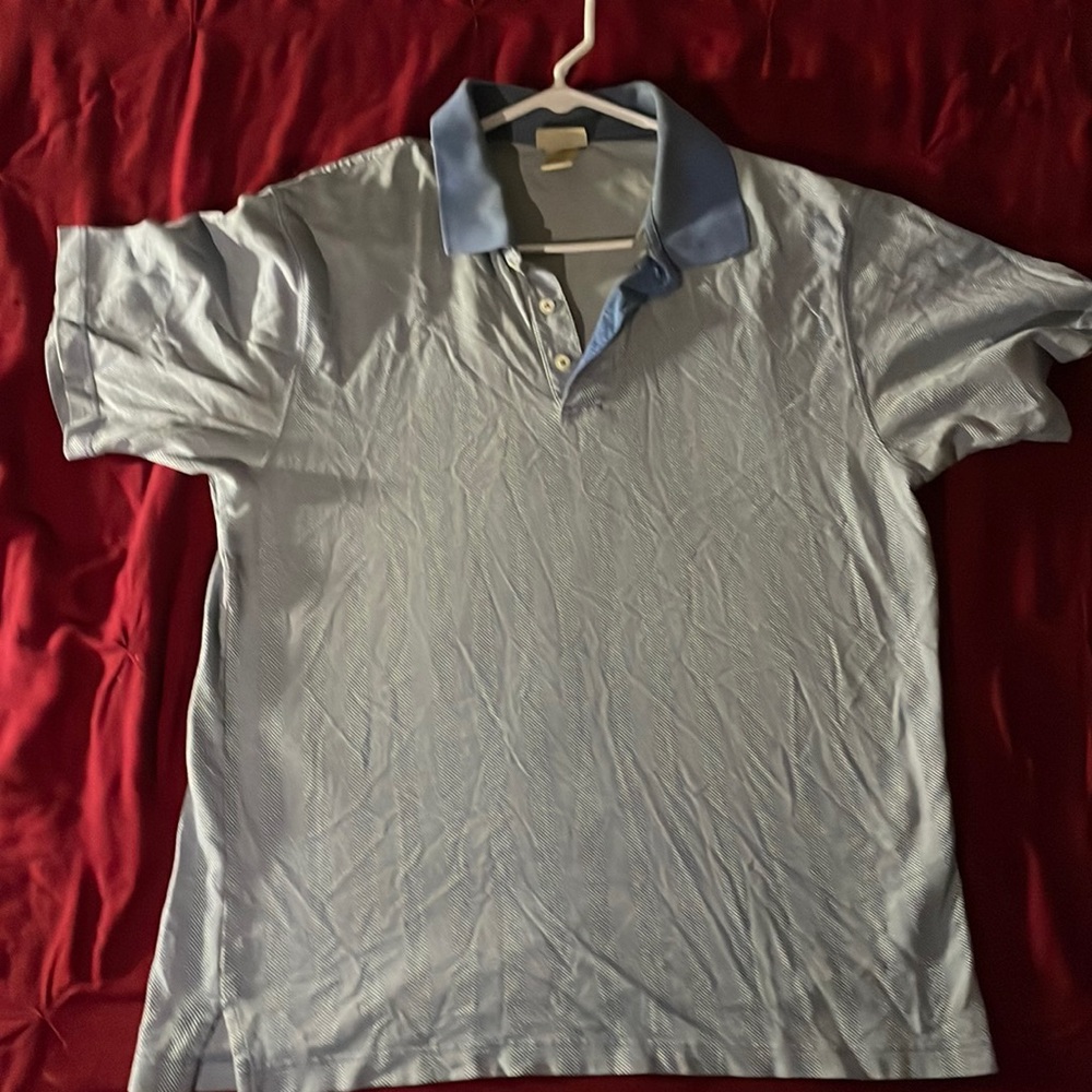 LL Bean mens blue pattern polo shirt